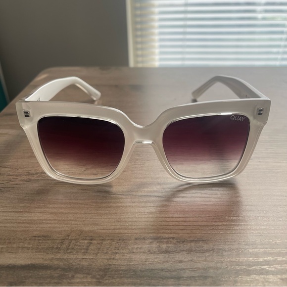 Quay Australia Clear Frame Sunglasses with Purple Lenses - Picture 4 of 7